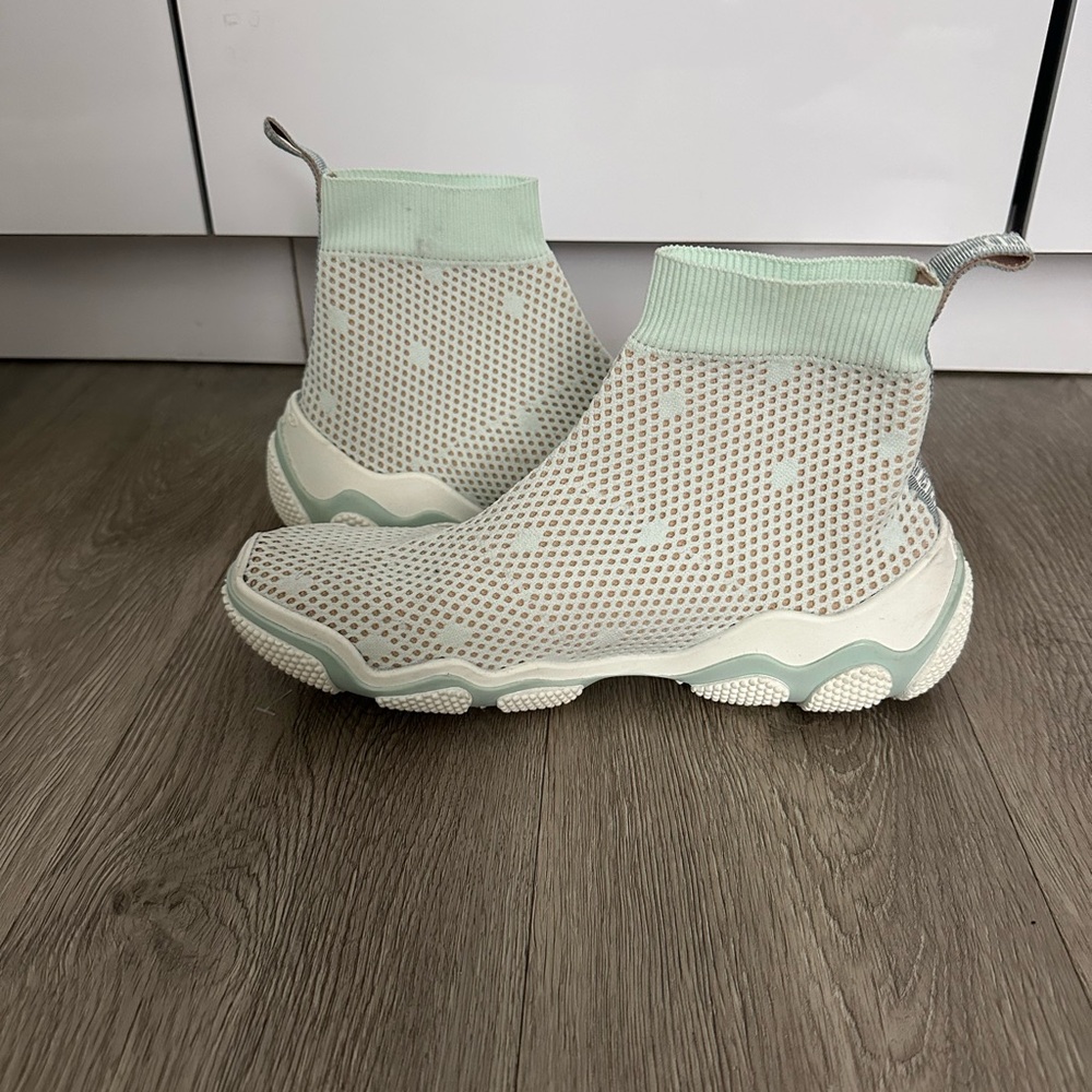 RED Valentino Mint Green and White Knit Sneakers
